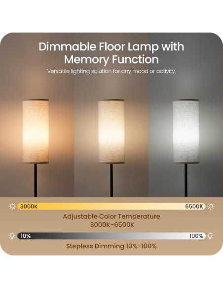 2 Lámparas de Pie Regulables GOEBLESON 66" LED 10W Control Remoto