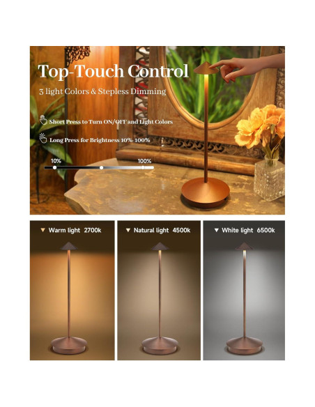 Lámpara de Mesa LED Inalámbrica XMINKDZA 6000mAh 2 Piezas