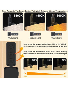 Lámpara de Lectura Recargable NEWZCLA 2 Pack Clip-On LED 2