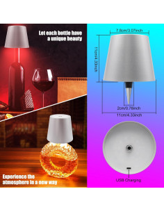 Lámpara de Botella Inalámbrica RGB con Control Remoto 2500mAh 2