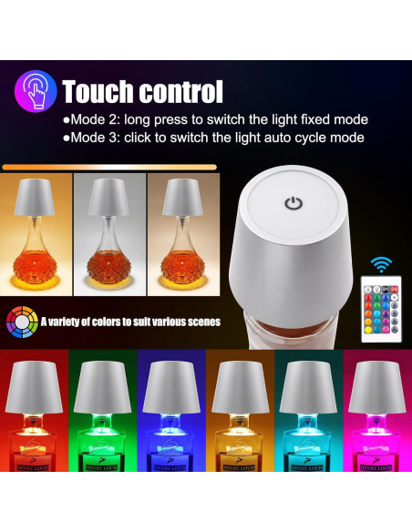 Lámpara de Botella Inalámbrica RGB con Control Remoto 2500mAh Lámpara de Botella Inalámbrica RGB con Control Remoto 2500mAh