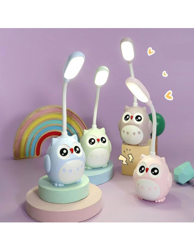 Lámpara de Escritorio LED Genyerl Búho Verde Plegable USB