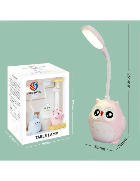 Lámpara de Escritorio LED Genyerl Búho Verde Plegable USB