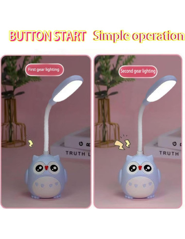 Lámpara de Escritorio LED Genyerl Búho Verde Plegable USB