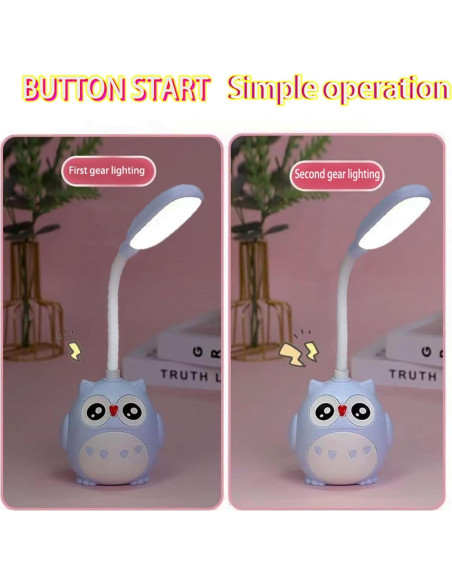 Lámpara de Escritorio LED Genyerl Búho Verde Plegable USB