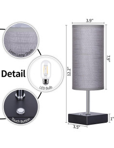 Lámpara de Mesa Inalámbrica AVV Recargable 30.99 cm Gris 2