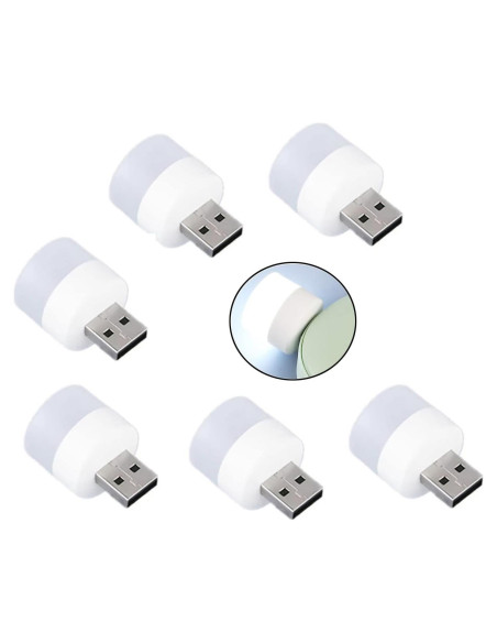 Luz Nocturna LED USB Sokelinn-six 6 Pack Mini 1W Blanca