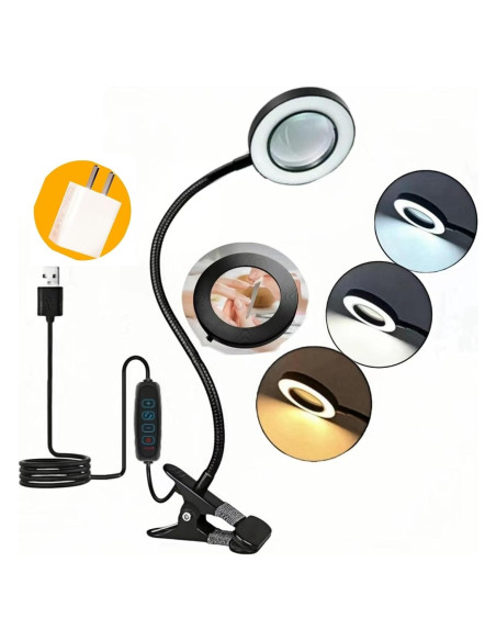 Lámpara de Escritorio LED con Lente de Aumento XINGYUNTREE