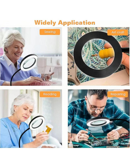 Lámpara de Escritorio LED con Lente de Aumento XINGYUNTREE