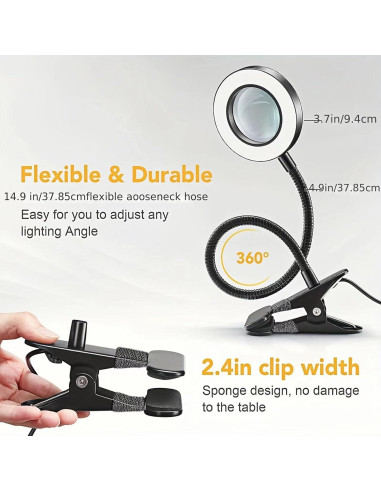Lámpara de Escritorio LED con Lente de Aumento XINGYUNTREE