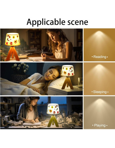 Lámpara de Mesa Pequeña WSYEAR Floral Vintage 10x10x33cm