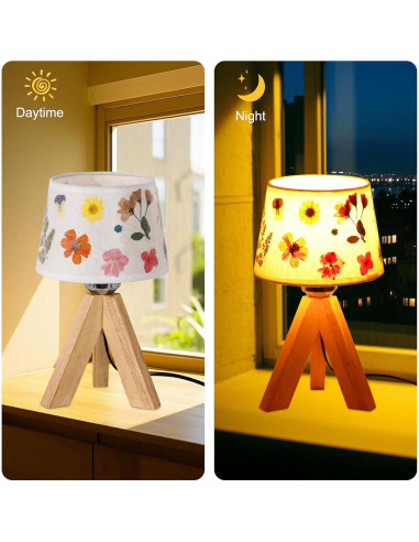 Lámpara de Mesa Pequeña WSYEAR Floral Vintage 10x10x33cm