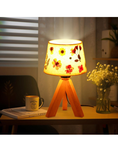 Lámpara de Mesa Pequeña WSYEAR Floral Vintage 10x10x33cm