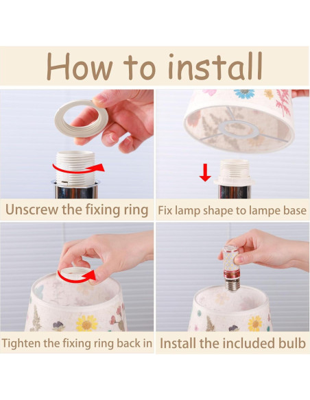 Lámpara de Mesa Pequeña WSYEAR Floral Vintage 10x10x33cm