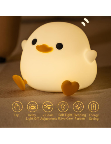 Luz Nocturna Dodo Pato Myratts, Silicona Suave, 11.9cm