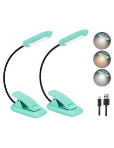 Luz de Libro Recargable BIGMONAT 2 Paquete Azul LED Ajustable