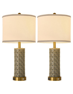 Juego de 2 Lámparas de Mesa Bdayanx 66 cm Cerámica Gris Humo