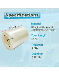 Cinta de Reparación para Toldos RV WENSSKKU 8 cm x 11.89 m 2