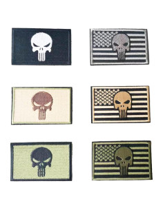 6 Piezas Parche Bordado Calavera Bandera RUINUO 5x8 cm