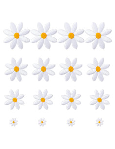 PAGOW 16 Piezas Parche de Hierro Floral Margarita Blanca