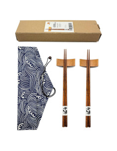 Juego de Palillos de Madera CuziCuzi con Soporte y Bolsa 23.5 cm