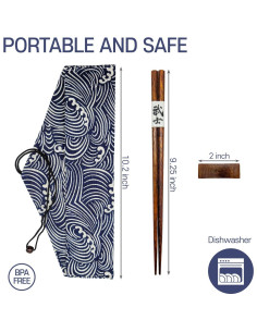 Juego de Palillos de Madera CuziCuzi con Soporte y Bolsa 23.5 cm 2