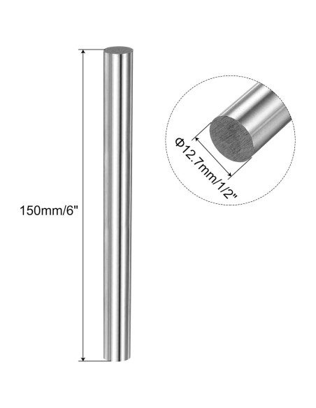 Varilla Redonda de Acero Inoxidable 304 12.7mm x 152.4mm uxcell - 5 Pcs