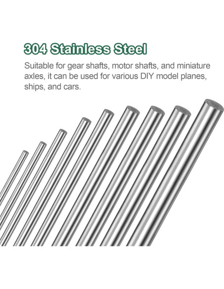 Varilla Redonda de Acero Inoxidable 304 12.7mm x 152.4mm uxcell - 5 Pcs