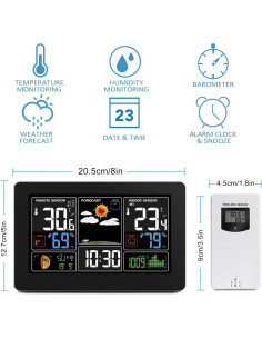 Estación Meteorológica Inalámbrica Kalawen 10 en 1 con Reloj 2