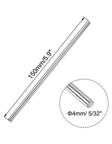 Varilla Redonda Sólida Acero Inoxidable 304 Uxcell 4mm 5pcs