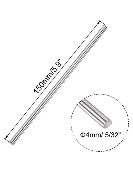 Varilla Redonda Sólida Acero Inoxidable 304 Uxcell 4mm 5pcs