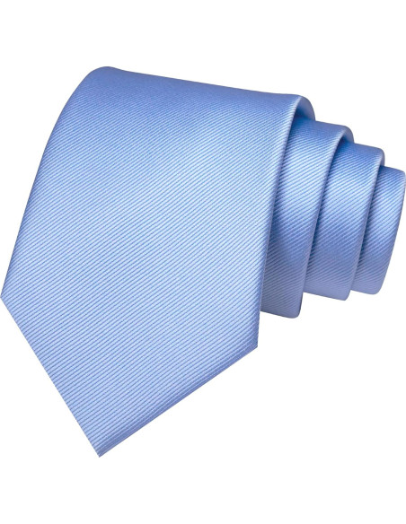 Conjunto de corbata azul bebé + pañuelo + clip para hombres