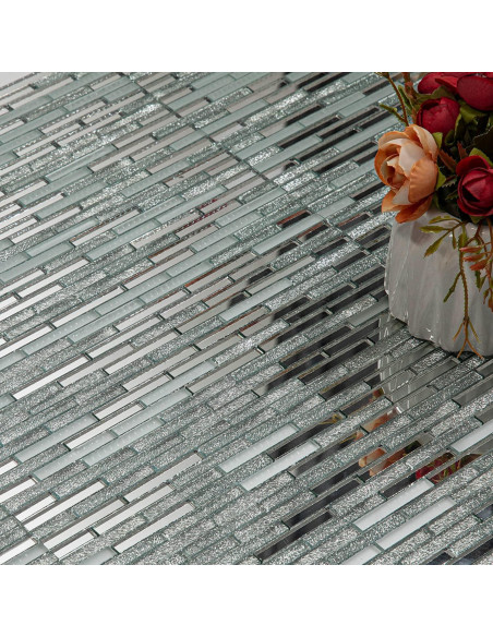 Azulejo Mosaico Vidrio Espejo Autoadhesivo Lovdeco 0.37 m Azulejo Mosaico Vidrio Espejo Autoadhesivo Lovdeco 0.37 m