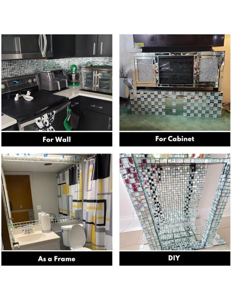 Azulejo Mosaico Vidrio Espejo Autoadhesivo Lovdeco 0.37 m Azulejo Mosaico Vidrio Espejo Autoadhesivo Lovdeco 0.37 m