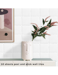 Paquete de 10 Azulejos Autoadhesivos AOFEGRLT 23x23 cm Blancos 2