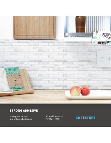 Azulejos Autoadhesivos Art3d 10 Hojas Mármol Blanco 30.48cm