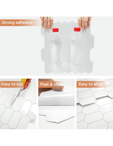 Azulejos Autoadhesivos Vamos Azulejo 10 Hojas Hexagonal 30.2cm