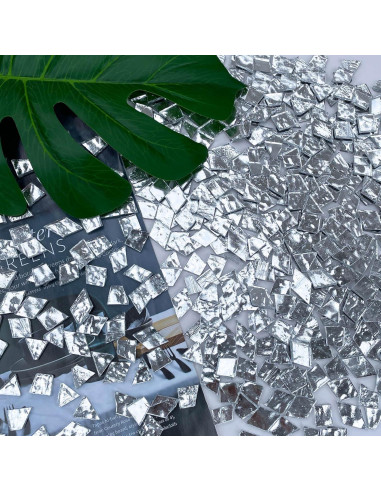 Azulejos de Mosaico de Vidrio Irregular LITMIND 500g Plateado