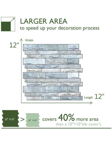 Azulejos Autoadhesivos STICKGOO 10 Hojas 30.48cm Piedra Cultivada Azulejos Autoadhesivos STICKGOO 10 Hojas 30.48cm Piedra Cultivada