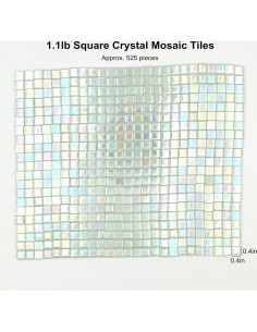 Azulejos de Cristal Cuadrados Esweny 525 Piezas Lechoso 1.1lb 2