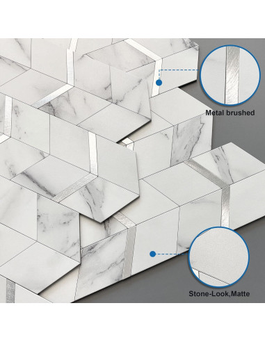 Azulejo Autoadhesivo 3D MOFIT Blanco Plateado - 10 Hojas