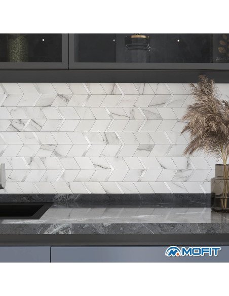 Azulejo Autoadhesivo 3D MOFIT Blanco Plateado - 10 Hojas Azulejo Autoadhesivo 3D MOFIT Blanco Plateado - 10 Hojas