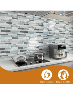 Azulejo Autoadhesivo WOWSTAR 10 Hojas 30.48x30.48cm Azul 2