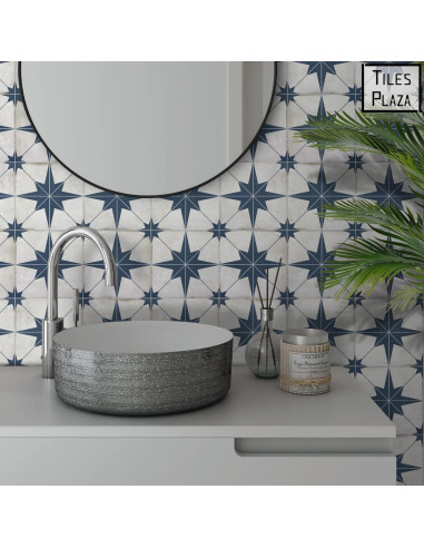 Azulejo Autoadhesivo El Azulejo Plaza Estrella Azul 10 Hojas