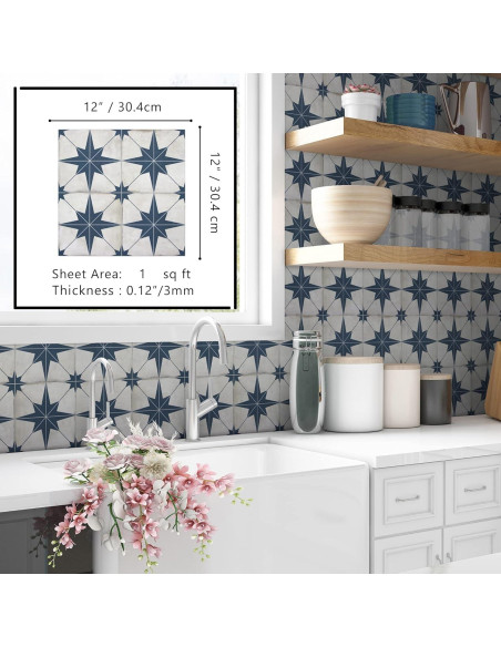 Azulejo Autoadhesivo El Azulejo Plaza Estrella Azul 10 Hojas Azulejo Autoadhesivo El Azulejo Plaza Estrella Azul 10 Hojas