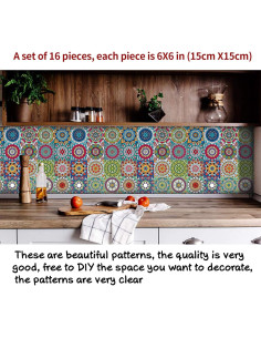 Pegatinas de Azulejos Autoadhesivas Kakofaci 16 Pcs 15x15 cm 2