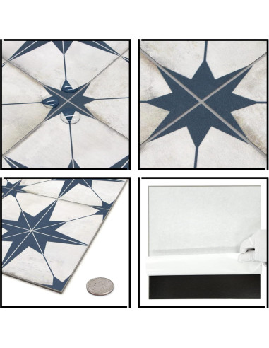 Azulejo Autoadhesivo El Azulejo Plaza Estrella Azul 10 Hojas