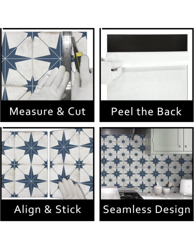 Azulejo Autoadhesivo El Azulejo Plaza Estrella Azul 10 Hojas