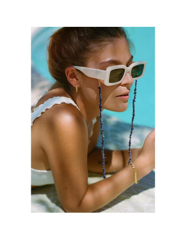 Cadena de Gafas PEARLADA de Oro 18K con Lapislázuli