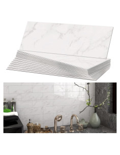 BeNice Azulejos Autoadhesivos de Mármol Carrara Blanco 16 Piezas